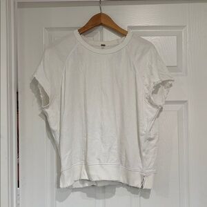 Free People White Grungy Knit Top